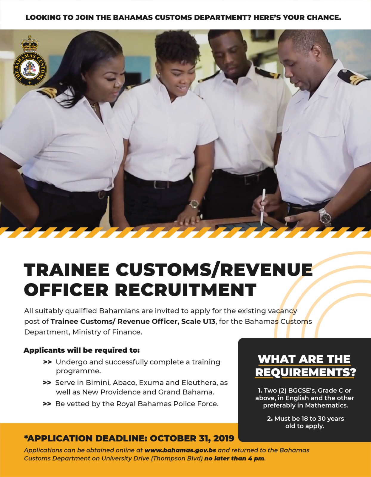 Trainee Customs Revenue Officer Recruitment The Bahamas Customs Department
